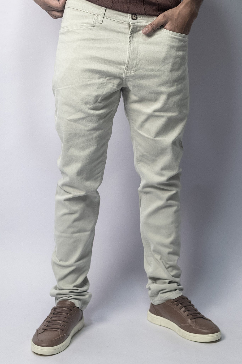 Calça Jeans Slim Bolso Aviador Areia - foto 3 de 4