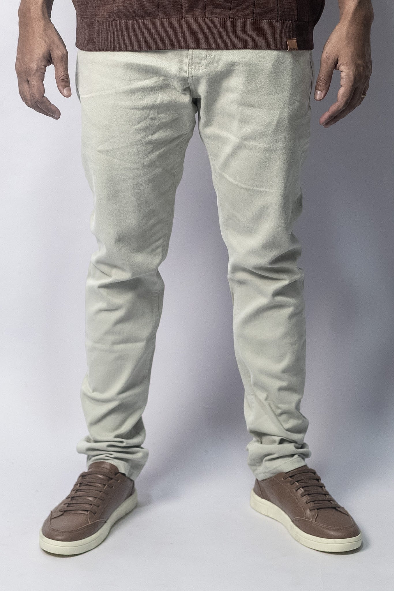 Calça Jeans Slim Bolso Aviador Areia - foto 1 de 4